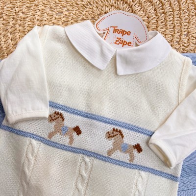 Saída de Maternidade Felipe - Off White e Azul Bebê